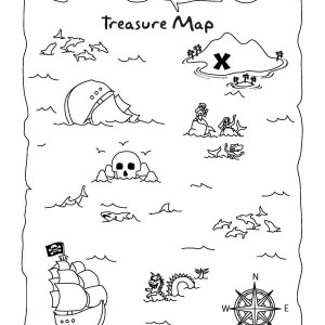 Treasure-Map-for-Buried-Treasure-Coloring-Page-300x300
